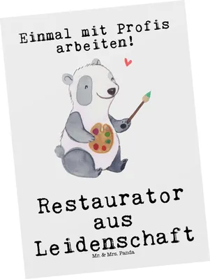 Produktbild von Mr. & Mrs. Panda Postkarte Restaurator Leidenschaft - Weiß - Geschenk, Ansichtskarte, Ansichtskarten, Postkarten, bildkarte, Grußkarte
