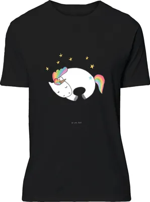 Produktbild von Mr. & Mrs. Panda S T-Shirt Einhorn Nacht - Schwarz - Geschenk, Unicorn, Einhörner, Jersey-Shirt, Tshirt, oberteil, Menschen, Lustiges, Realität