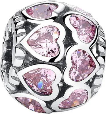 Obrázok produktu pre Prívesky pre Pandora Pink Heart Charm prívesok 925 striebro Trusky Charms