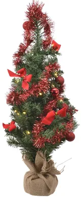 Obrázek produktu pro Umělý vánoční stromek na baterie s červenou ozdobou - 20 mikro LED světel - 60 cm