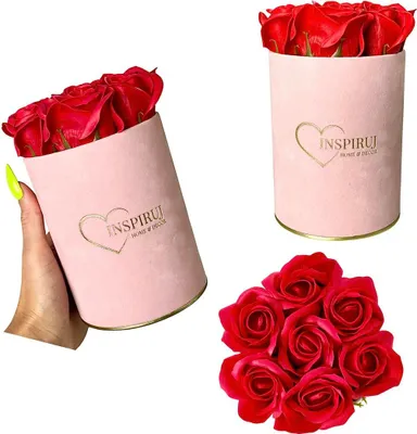 Immagine prodotto di Fioriera Inspiruj - Scatola rosa con rose di sapone - N. 14 Rosso