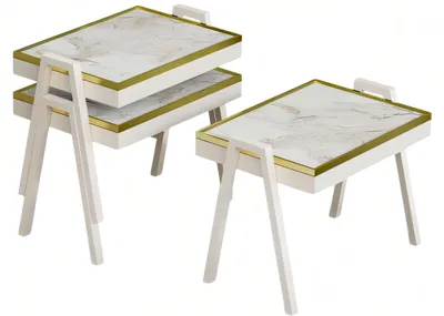 Obrázok produktu pre Biely drevený konferenčný stolík moderný elegantný
