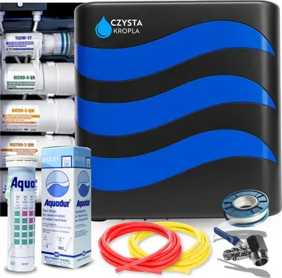 Image de Robinet de cuisine 3 voies Czysta Kropla, système de filtration d'eau 5 niveaux, membrane UF, avec cartouches et accessoires
