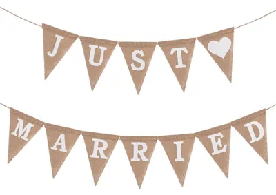 Produktbild von Just Married Girlande Jute Banner 400 cm Vintage Stil für Hochzeiten