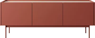 Image de Meuble TV bas Color RTV-144, commode 144 x 37 x 55 cm, sans poignées, rouge céramique, chêne Linea