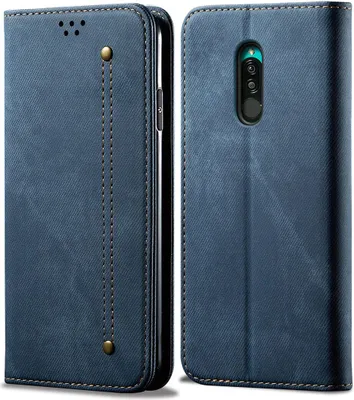 Image de Etui Redmi 8, Etui portefeuille en cuir avec fermeture magnétique et fonction stand pour Xiaomi Redmi 8 Bleu