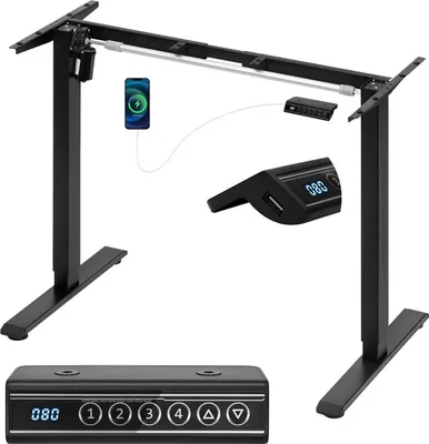 Image de Bureau réglable électriquement | Noir | 90-135 x 55,5 x 72-120 cm