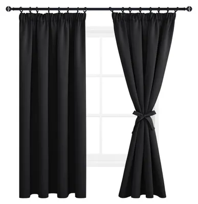 Produktbild von Verdunkelungsgardinen mit Kräuselband, 137x117cm, schwarz, 2er Set