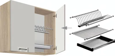 Productafbeelding van Keukenwandkast - Favorit RIBBECK 53G - Wandkast met Abtropfgestell 80 cm, wit hoogglans