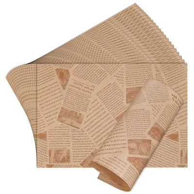 Produktbild von 100 Blatt Backpapier, Frittierpapier für Körbe, Hamburgerpapier, fettdichtes Papier für Lebensmittel, Blätter Feinkostpapier für Hamburger, Butterbrot, Käse, Pommes frites, 33 x 23 cm