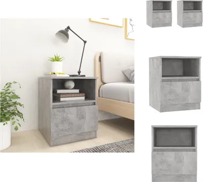 Immagine prodotto di vidaXL Comodini 2 pz. Grigio cemento 40x40x50 cm materiale a base di legno - Comodini