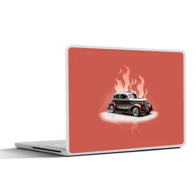 Produktbild von MuchoWow® Laptop Aufkleber Sticker Cover Auto - Rosa - Vintage - Flammen 32.5x23.5 cm - Sticker für Laptop - Selbstklebend