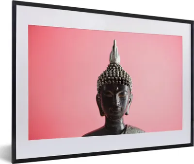 Produktbild von MuchoWow® MuchoWow® Gerahmtes Poster Buddha - Gesicht - Schwarz 60x40 cm - Poster mit zchwarzem Bilderrahmen - Schlafzimmer - Plakat in Rahmen - Drucken