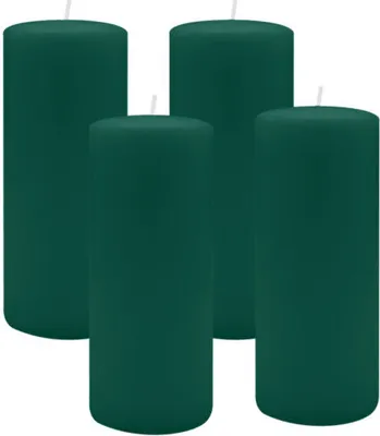 Produktbild von 4er Set Adventskranzkerzen Dunkelgrün Ø 70 x 180 mm