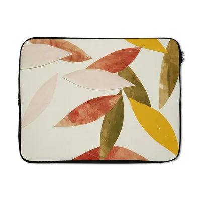 Produktbild von MuchoWow® Laptop Hülle 17 Zoll Laptoptasche Blätter - Pflanzen - Farben - Pastell - Zipper - Schutzabdeckung