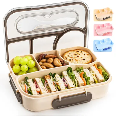 Produktbild von Bentolunchbox 1000 ml 4-fach unterteilt mit Silikondichtung und Verschlussclips für Büro und Schule
