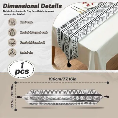 Obrázok produktu pre Moderný geometrický obrus 196 cm v rustikálnom štýle s frndami