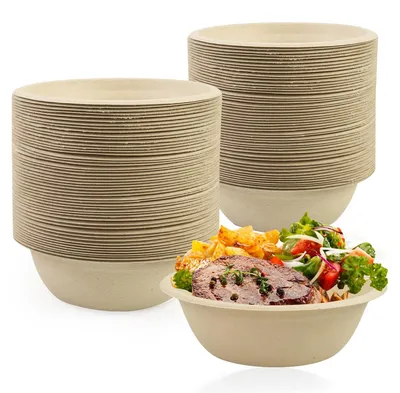 Image de Assiettes en papier jetables, 100 pièces, compostables