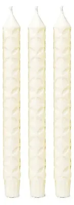 Image de Bougie De Dîner Fleur De Vie Motif Stéarine Blanc Cassé - Paquet De 3 Pièces - 23x2,2 Cm