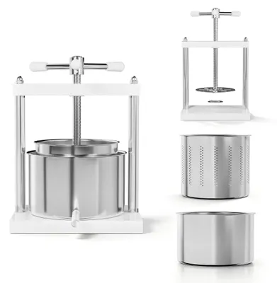 Produktbild von NAIZY 5L Edelstahl Beerenpresse Haushalt Obstpresse Maischepresse Fruchtpresse Weinpresse Manuelle Saftpresse Handpresse Edelstahlkorb Mostpresse Entsafter