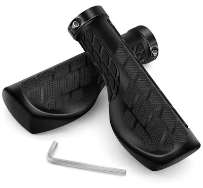 Obrázok produktu pre Ergonomické, protišmykové gumové rukoväte na riadidlá, vhodné pre riadidlá s priemerom 22,2 mm, čierna farba, rozmery 130 + 130 mm