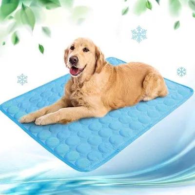 Produktbild von VHV – Kühlmatte für Hunde – Hundekühlmatte – Kühlmatte für Katzen – Waschbare, rutschfeste Kühlmatte für heiße Tage, für Hundebox und Auto – Blau