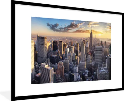 Produktbild von MuchoWow® MuchoWow® Gerahmtes Poster New York - Skyline - Wolken 90x60 cm - Poster mit zchwarzem Bilderrahmen - Wanddekoration - Fotos