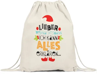 Produktbild von Lieber Weihnachtsmann Ich kann Alles Erklären Turnbeutel Gymsack Weihnachten Weihnachtsmann Advent Heilig Abend Beichte