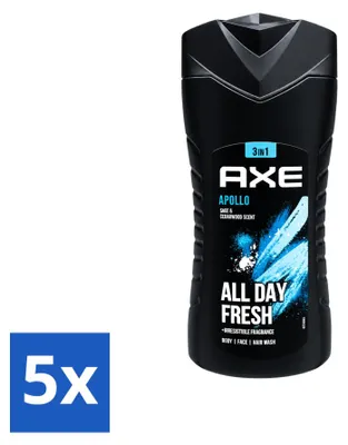 Zdjęcie produktu dla 5 sztuk żelu pod prysznic Axe 3-w-1 Apollo z szałwią i cedrem, 400 ml - zestaw ekonomiczny