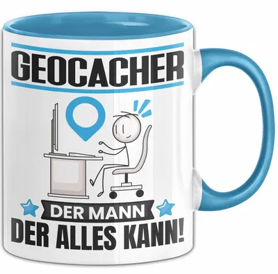 Produktbild von Geocacher Tasse Geschenk für Geocacher Der Mann Der Alles Kann Geschenkidee zum Geburtstag (Blau)
