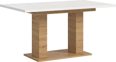 Produktbild von Kulissen-Esstisch >Motion< ausziehbar 190cm, weiß / artisan Eiche Nachbildung - 150/190x76x90cm (BxHxT)