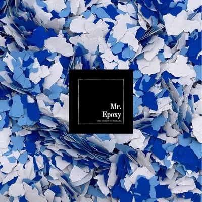 Produktbild von Mr. Epoxy Farbchips für Bodenbeschichtung (2 kg, Mix Hellblau/Blau/Weiß) - Epoxidharz Deko Chips - Terrazzo Flakes (Farb Chips) für Garagenböden, Keller & Werkstatt
