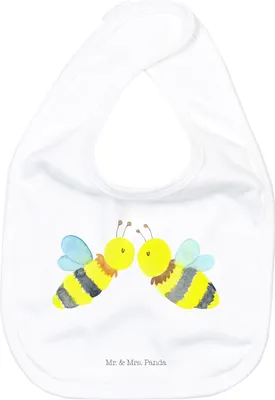 Produktbild von Mr. & Mrs. Panda Lätzchen Biene Liebe - Weiß - Geschenk, Schlabberlätzchen, Sabberlätzchen, Babylätzchen, Schlabberlatz, Wespe, Für Babys