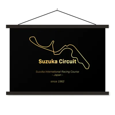 Produktbild von MuchoWow® Textilposter Suzuka - Formel 1 - Rennstrecke 60x40 cm mit schwarzem Rahmen - Hölzernes