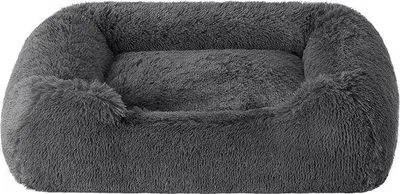 Produktbild von Fluffy Hundekissen für mittelgroße Hunde - Waschbares Plüschbett - 1 Stück - Grau - 76x61x18cm