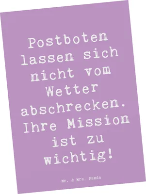 Produktbild von Mr. & Mrs. Panda Postkarte Spruch Postbote Held - Lavendeltraum - Geschenk, Beruf, handgefertigte Geschenke, Postkarten, Pakete, Fotokarte, bildkarte, für Berufstätige