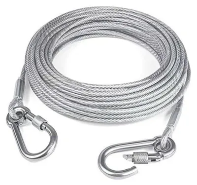 Produktbild von Hundeleine Edelstahl PVC 2m 3mm Dick mit Drehhaken Silber