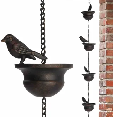 Produktbild von Regenkette – Regenspiel für den Garten | Regenfänger | Dekorative Ketten für Vogelfänger | Windspiel | Hängende Gartendekoration für Dachrinnenrohre