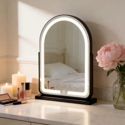 Productafbeelding van LED Make-Up Spiegel met Verlichting - Tafel Spiegel met Touch Control (Zwart, Medium)