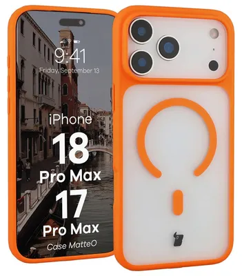 Produktbild von Handyhülle mit Magnetring für iPhone 18 Pro Max / 17 Pro Max, Bizon Case MatteO, Getönt-Orange