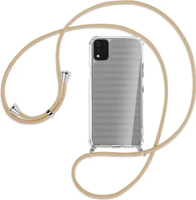 Produktbild von Handykette Backcover-Schutzhülle mit Band (Metall silberfarben) für LG K42 LM-K420 - caramel