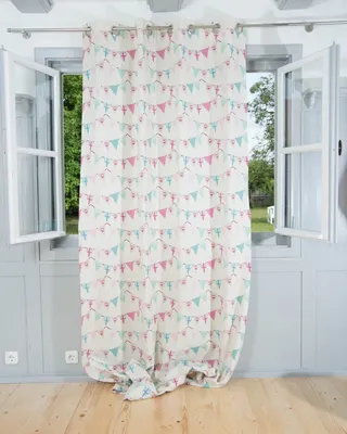 Produktbild von Vorhang Gardine Ösenschal Fahnengirlande 245cm oder Wunschlänge