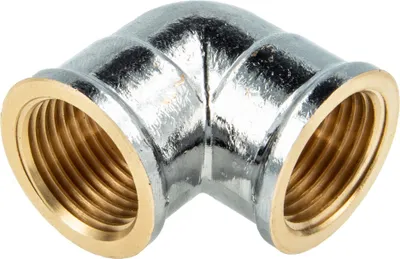 Produktbild von tecuro Winkel 90° beidseitig Innengewinde Rp 3/8 Zoll (DN 10), Messing glanzverchromt