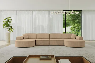 Produktbild von ALTDECOR Ecksofa in U-Form MARI-U2 - 388x171x79,5 cm Beige - Corner Sofa Bett Eckcouch Couch L-Form Wohnlandschaft Cauchsofa