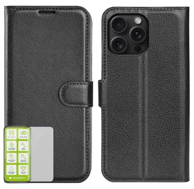 Immagine prodotto di Per Apple iPhone 16 Pro Custodia per cellulare Custodia in nera + vetro temperato H9