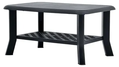 Produktbild von Wetterfester Couchtisch Beistelltisch Teetisch Gartentisch Kaffeetisch Sofatisch Outdoor Anthrazit 90x60x46cm Kunststoff