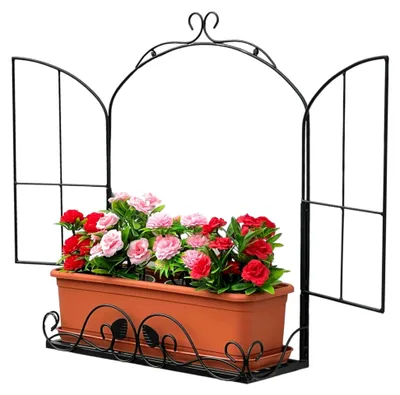 Produktbild von Wandblumenhalter Fenster Schwarz Metall Blumenständer