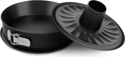 Produktbild von Springform mit flachem Boden und Röhrenboden 26cm schwarz