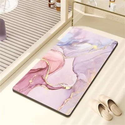 Produktbild von Natuurrubber Badmat - Antislip Onderkant - 60x90cm - Marmerfarbe - Schnell trocknend - Vocht absorberend - Naturkautschuk - Badkammermatte