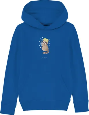 Produktbild von Mr. & Mrs. Panda Kinderpullover Waschbär 7-8 Jahre (122/128) - Royal Blue - Geschenk, Pullover, Tagträumen, Seifenblasen, Plan, Fröhlich, Kapuzenpulli, Sweater, Pulli
